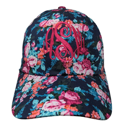 ASM Embroidered Logo Strapback Hat Multicolor One Size Adjustable Floral