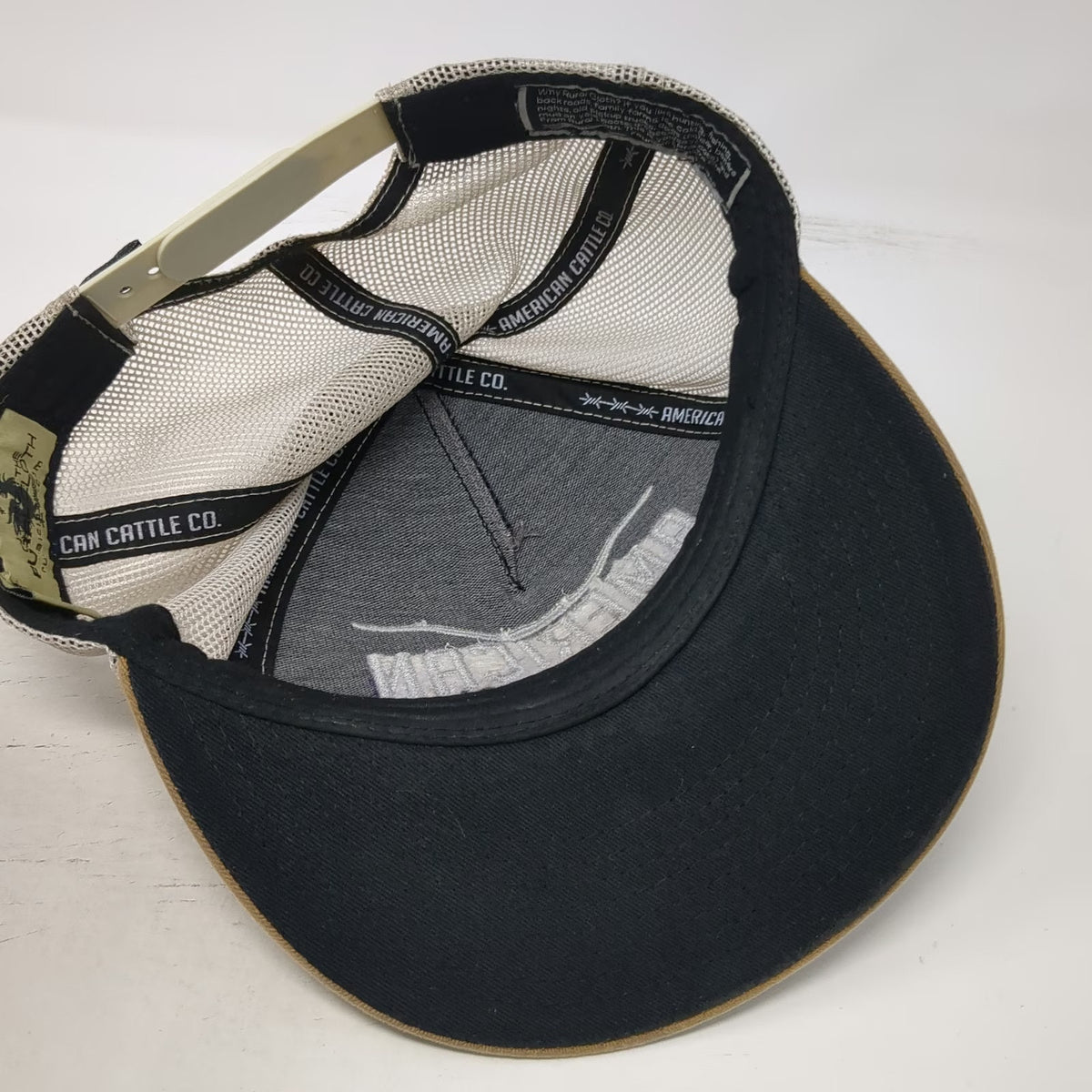 Rural Cloth Trucker Hat Black One Size American Cattle Co Longhorn Mesh Snapback