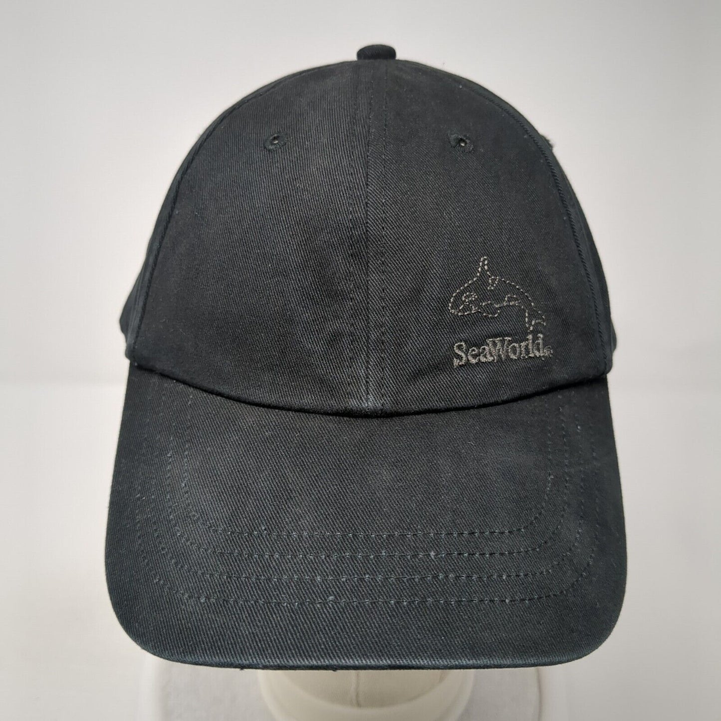 SeaWorld Strapback Hat Black One Size Solid Adjustable Embroidered
