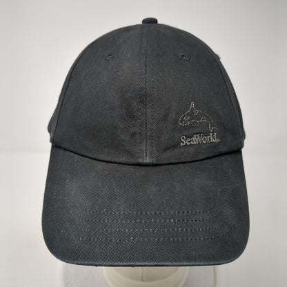 SeaWorld Strapback Hat Black One Size Solid Adjustable Embroidered