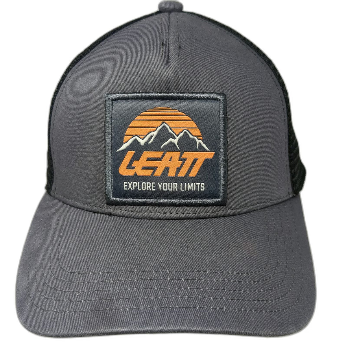 Leatt Trucker Hat Gray One Size Mesh Back Snapback Mountain Sunset Patch Hat