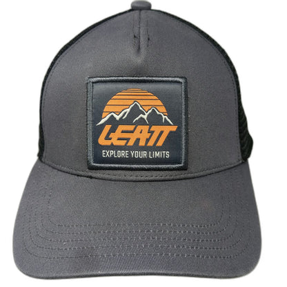 Leatt Trucker Hat Gray One Size Mesh Back Snapback Mountain Sunset Patch Hat