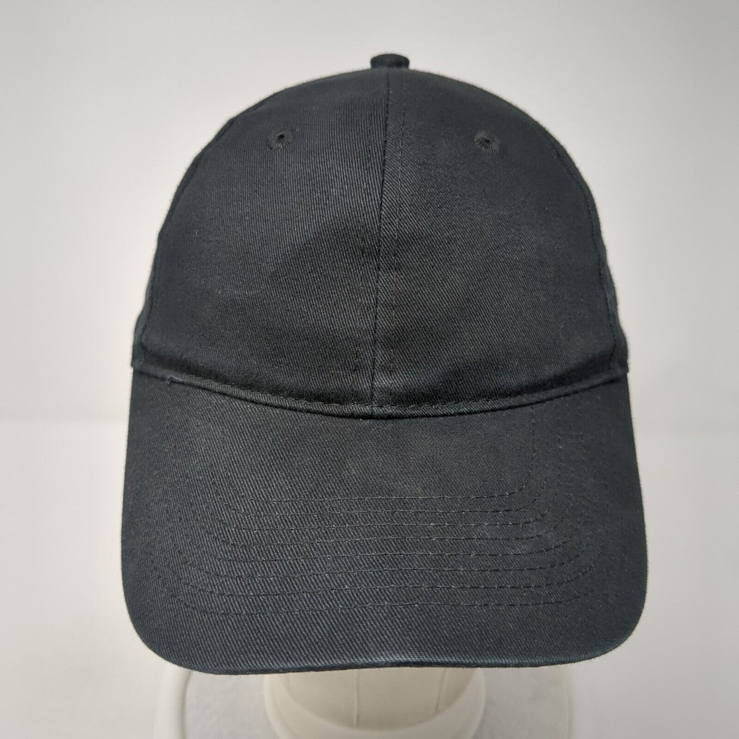 Unbranded Strapback Hat Black One Size Adjustable Vented Holes 6 Panel Blank