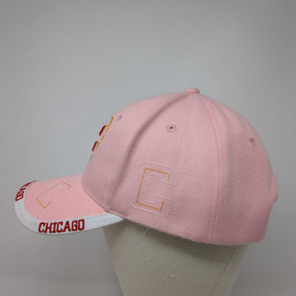 Chicago Strapback Hat Pink One Size Adjustable Embroidered Patriotic 6 Panel