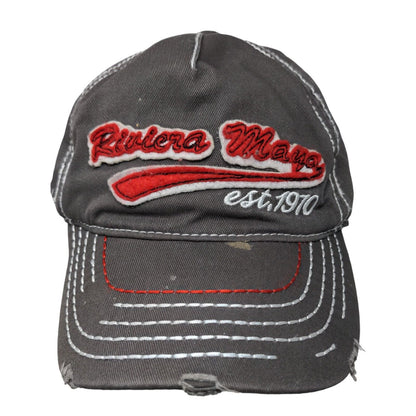 Riviera Maya est. 1970 Strapback Hat Gray OS Adjustable Embroidered Distressed