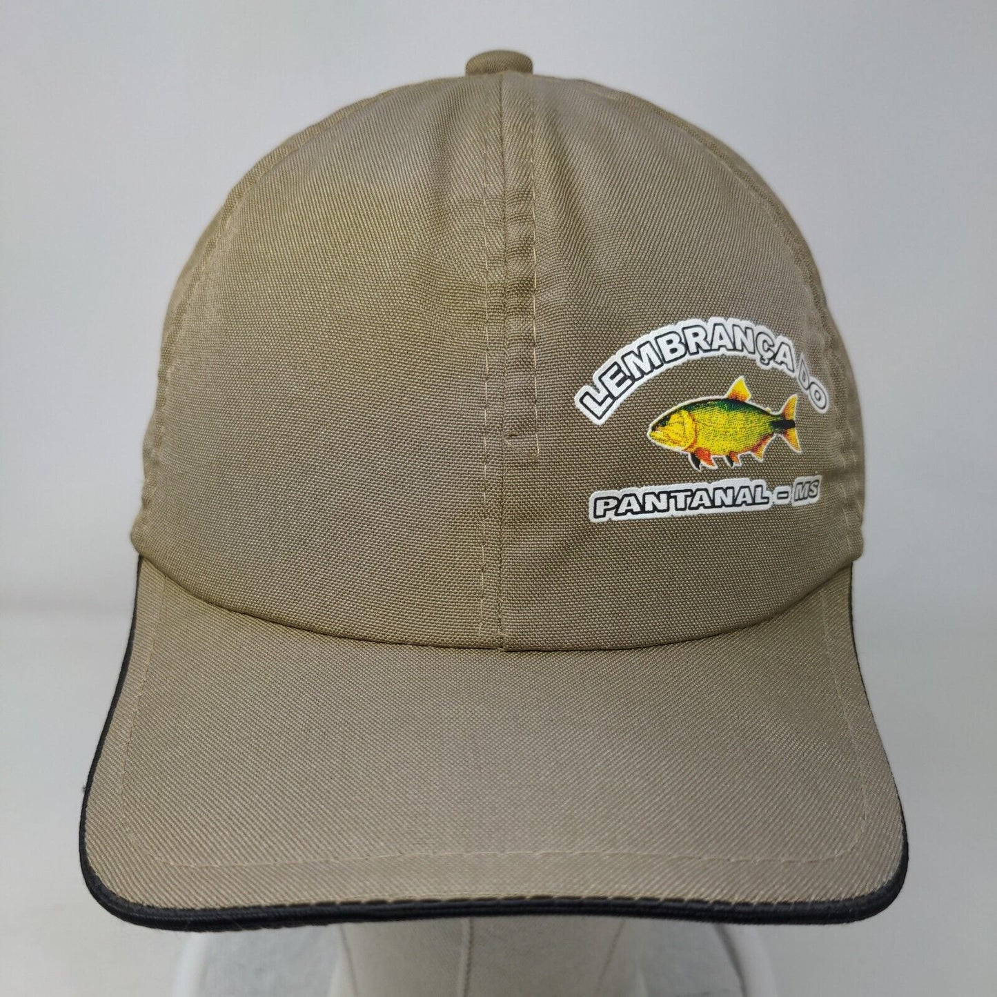 Lembranca Do Pantanal Fish Strapback Hat Tan One Size Adjustable 6 Panel