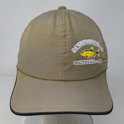 Lembranca Do Pantanal Fish Strapback Hat Tan One Size Adjustable 6 Panel