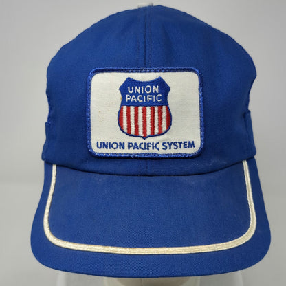 Snapback Hat Blue One Size Union Pacific System Trucker Mesh Patch Made in USA
