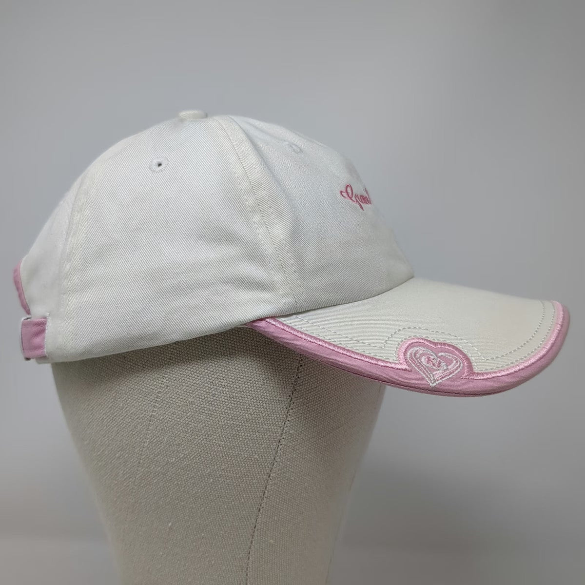 Kate Lord Baseball Cap White One Size Grand Canyon Pink Heart Trim Slideback Hat