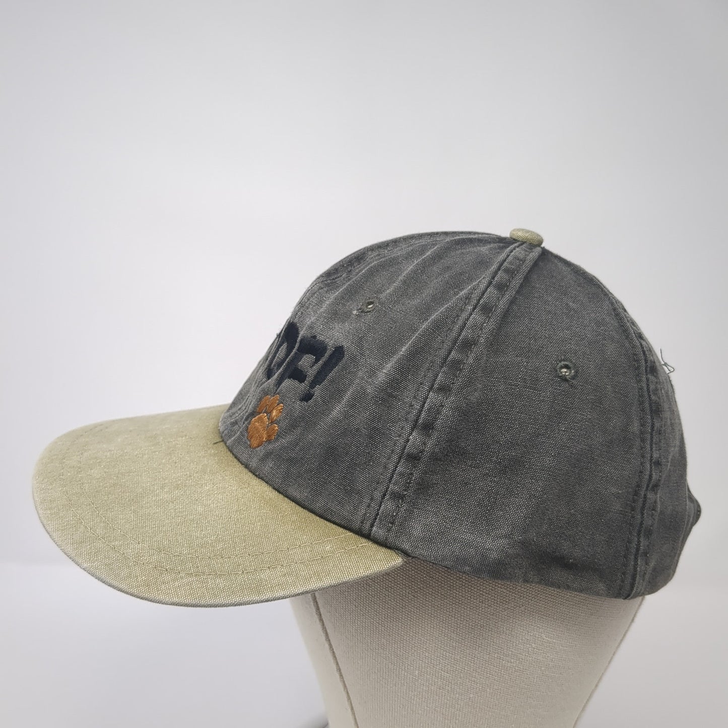 Woof! Paw Slideback Hat Gray One Size Adjustable Leather Strap Colorblock