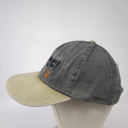 Woof! Paw Slideback Hat Gray One Size Adjustable Leather Strap Colorblock