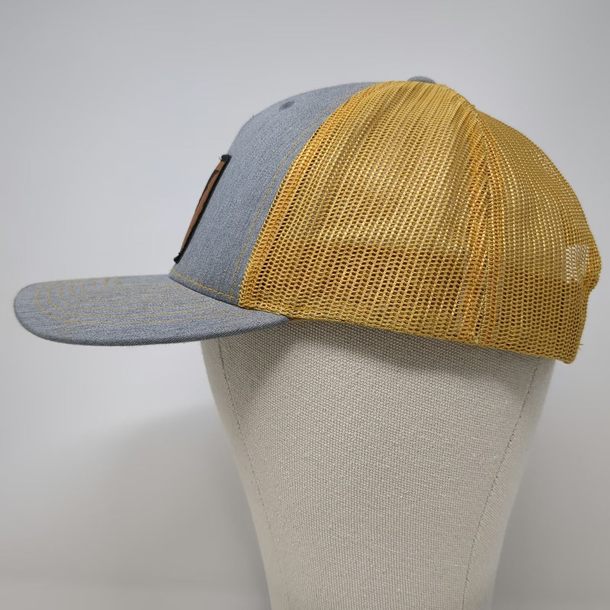 Richardson Trucker Hat Gray Yellow One Size Mesh Back Snapback Buffalo Co Patch