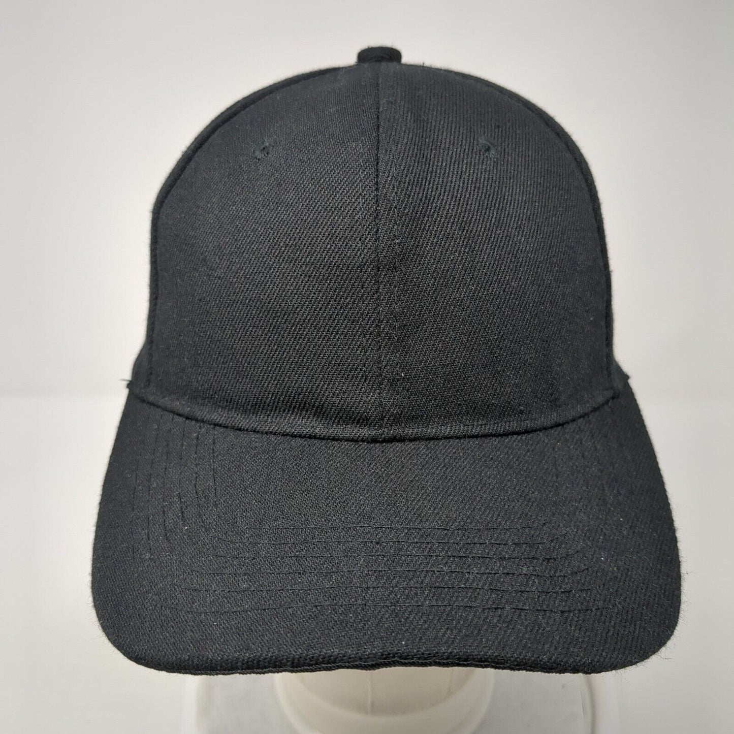 Unbranded Strapback Hat Black One Size Adjustable Vented Holes 6 Panel Blank