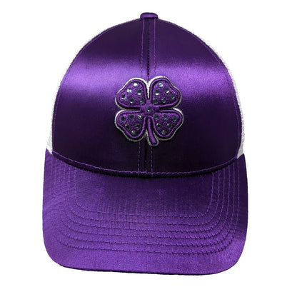 Black Clover Baseball Cap Purple One Size Jeweled Clover Mesh Live Lucky Hat