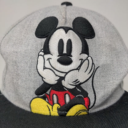 Disney Men's Snapback Hat Gray Black Adjustable Embroidered Mickey Mouse Logo