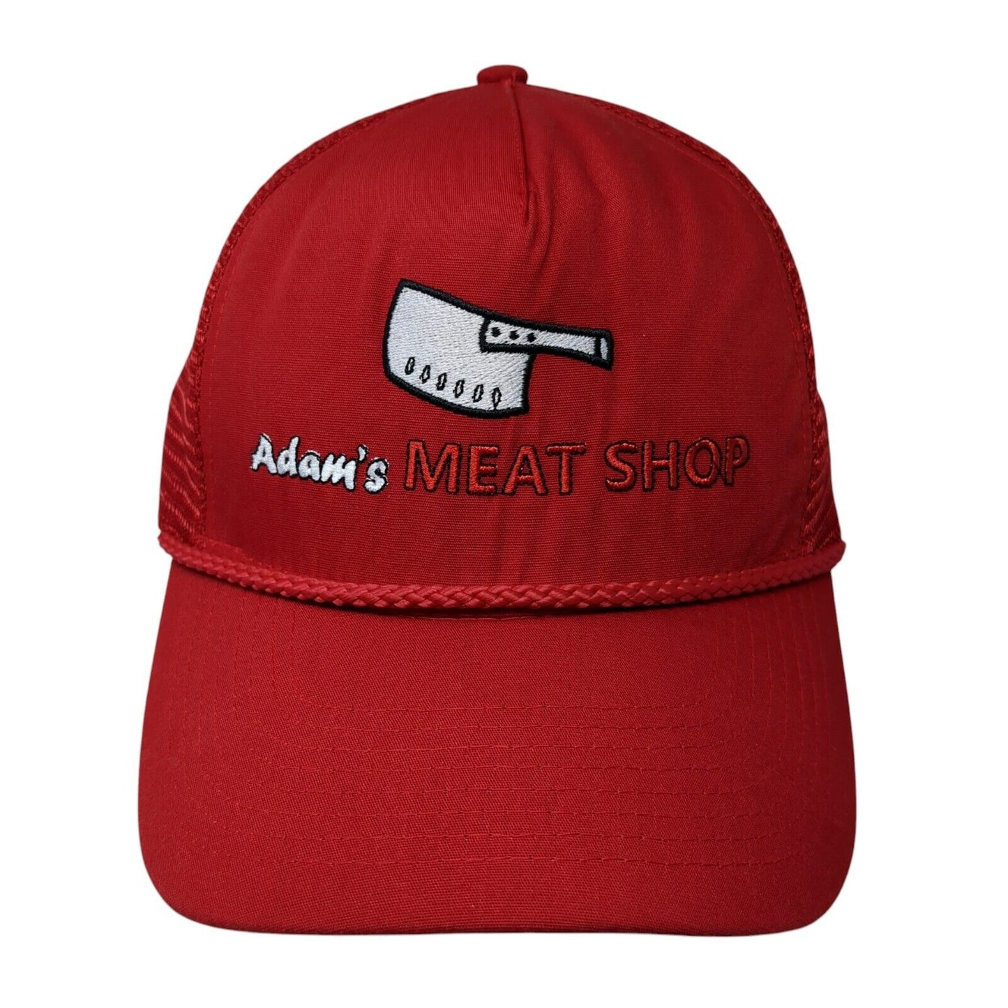 Adam's Meat Shop Rope Trucker Hat Red One Size Mesh Back WearGuard