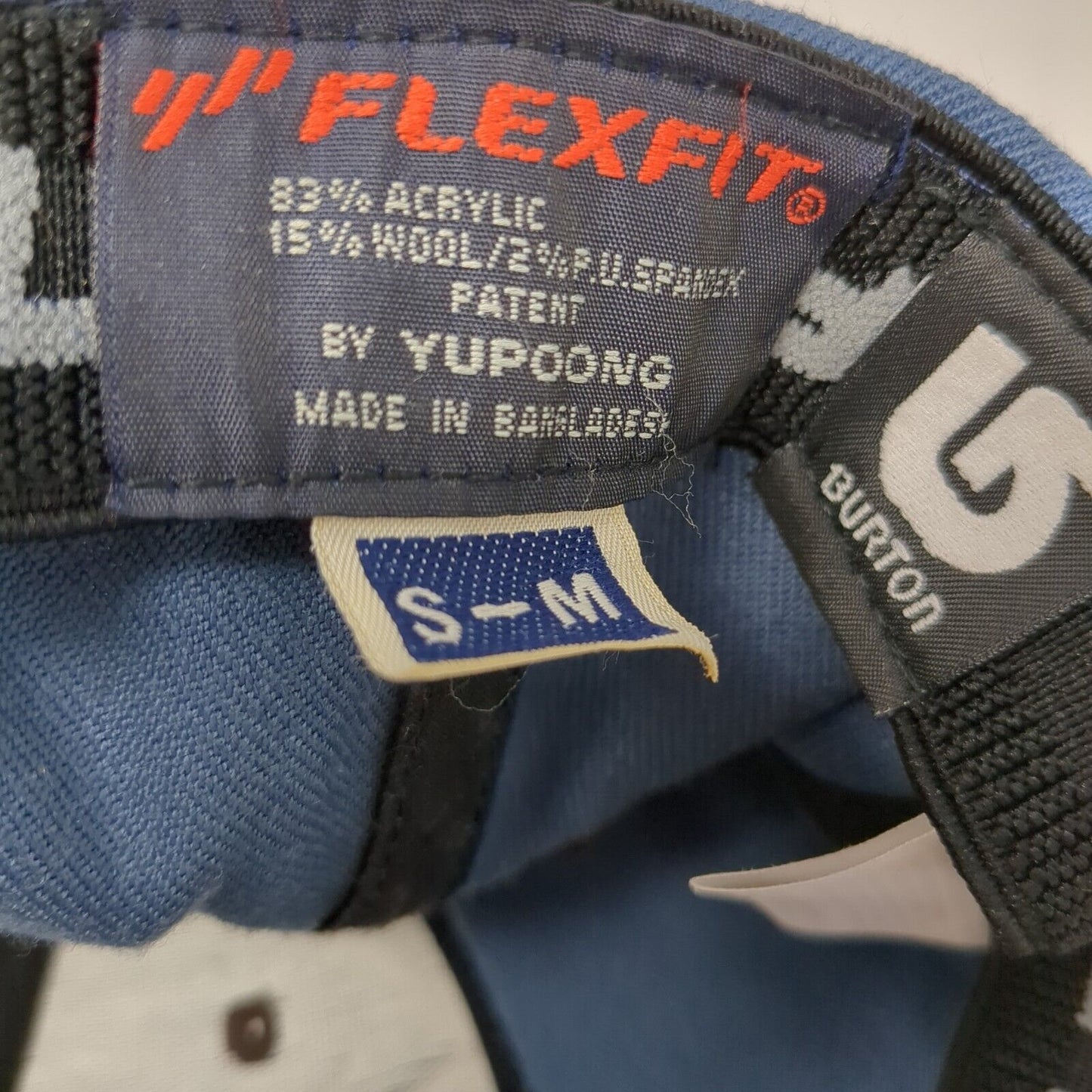 Burton Fitted Hat Blue S/M Flexfit Embroidered Lightweight Vented Holes Yupoong