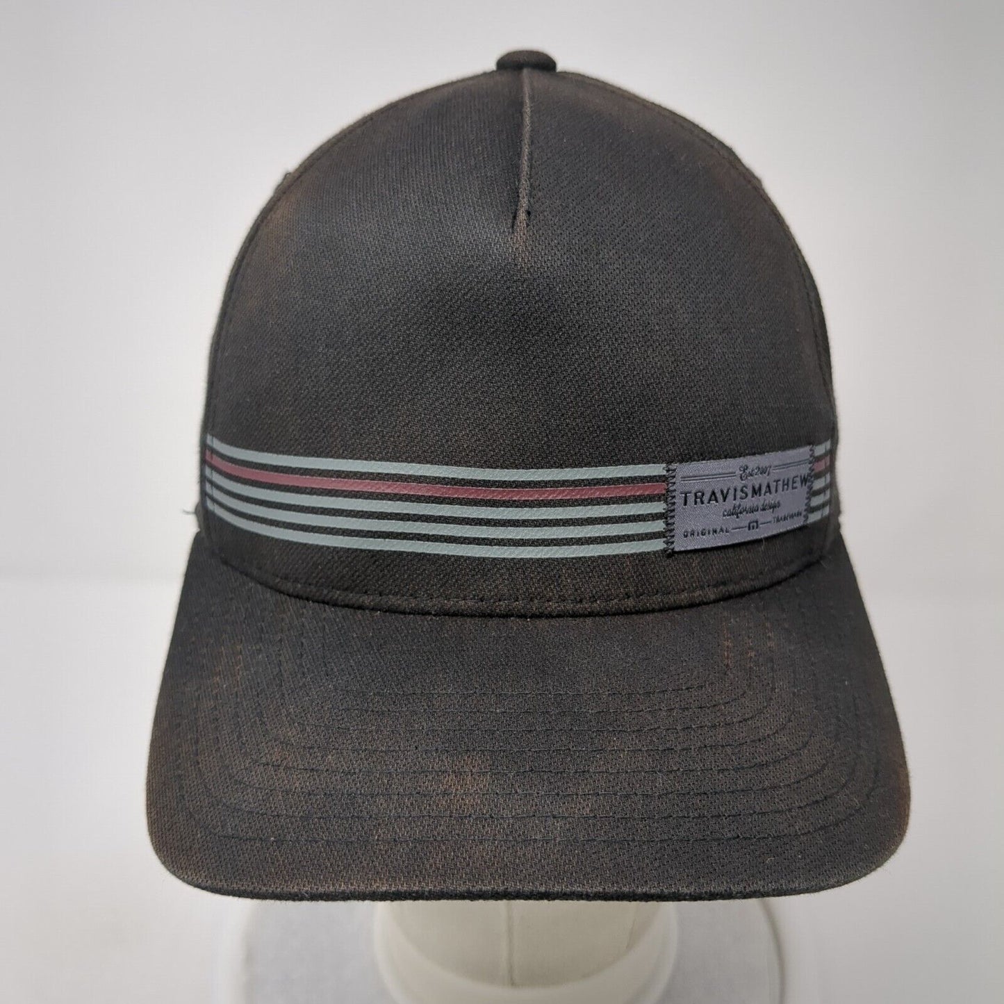 Travis Mathew Snapback Hat Black One Size Striped Flexfit 110 Patch
