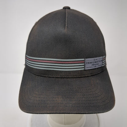 Travis Mathew Snapback Hat Black One Size Striped Flexfit 110 Patch