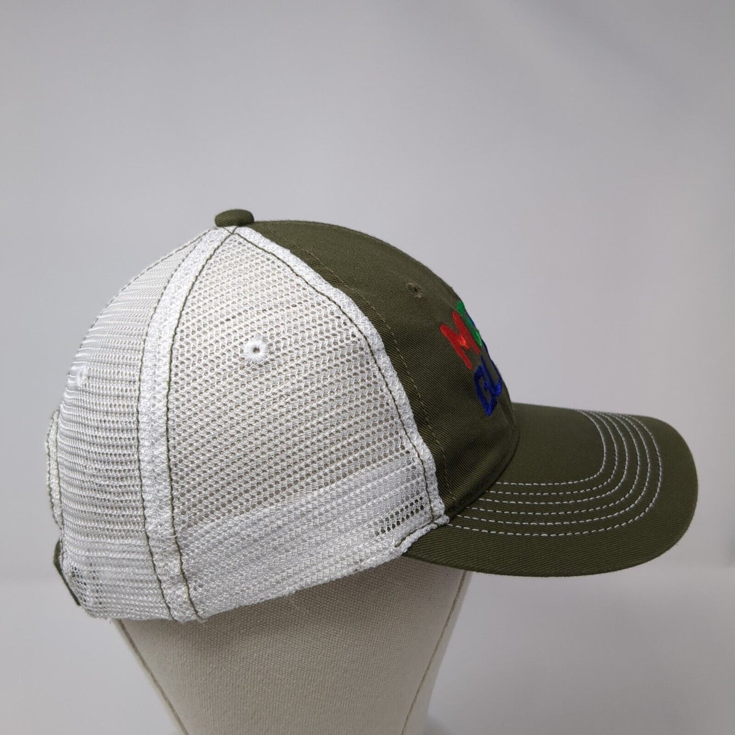 Mega Blast Strapback Trucker Hat Green One Size Adjustable Mesh Back District