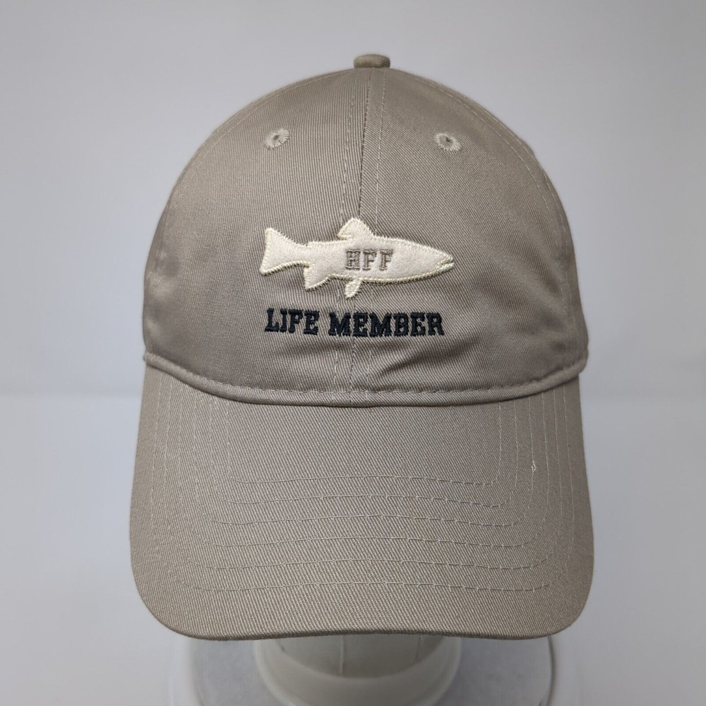 HFF Life Member Strapback Hat Tan One Size Embroidered 6 Panel Ouray