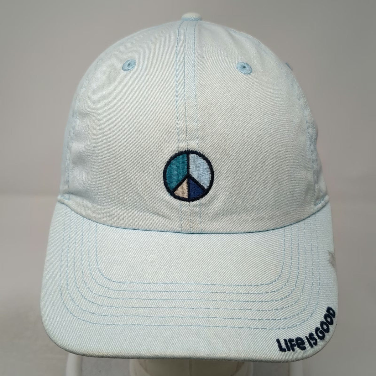 Life is Good Baseball Cap Blue One Size Peace Sign Spread Good Vibes hat