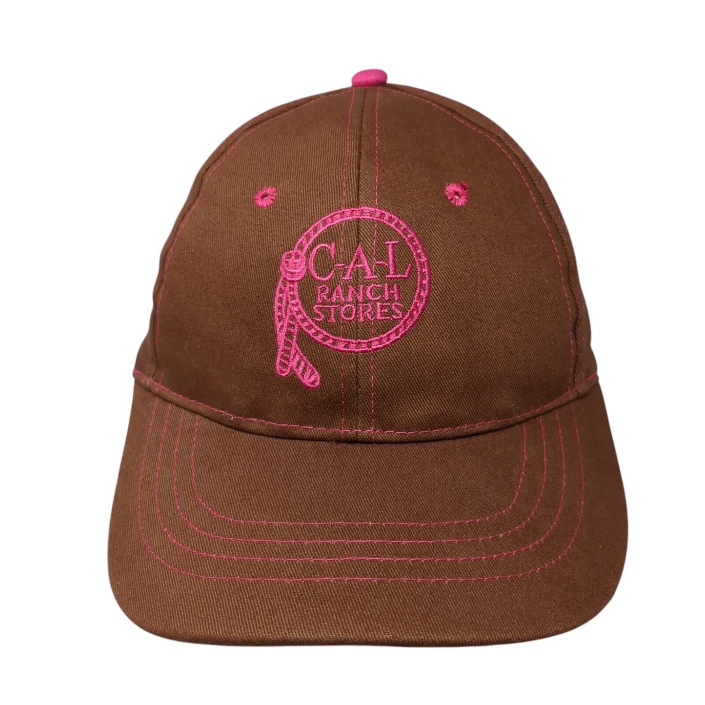 C-A-L Ranch Stores Strapback Hat Brown One Size Adjustable Embroidered Cotton