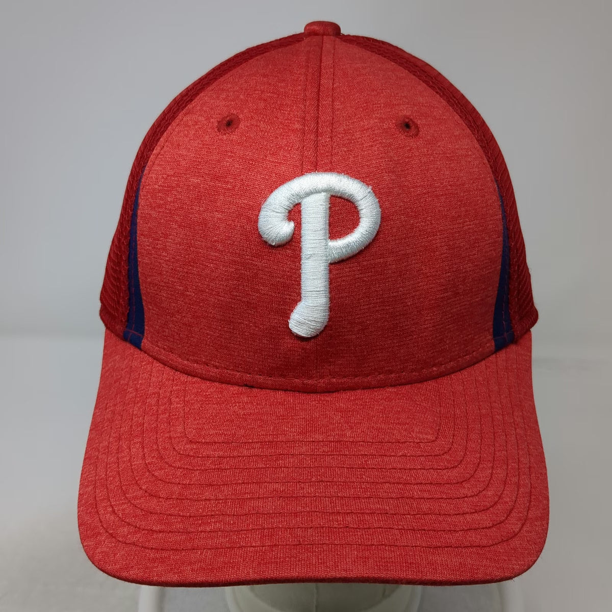 New Era MLB Philadelphia Phillies Baseball Cap Red L 39THIRTY Mesh Stripe Hat