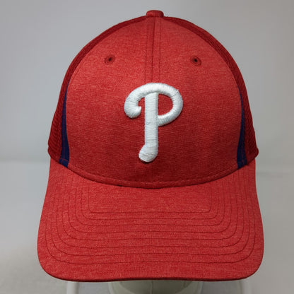 New Era MLB Philadelphia Phillies Baseball Cap Red L 39THIRTY Mesh Stripe Hat