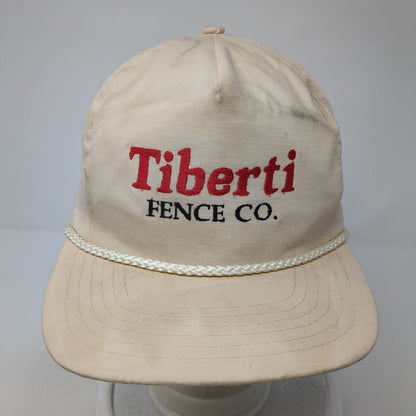 Tiberti Fence Co. Baseball Cap Beige One Size Adjustable Embroidered Rope Otto