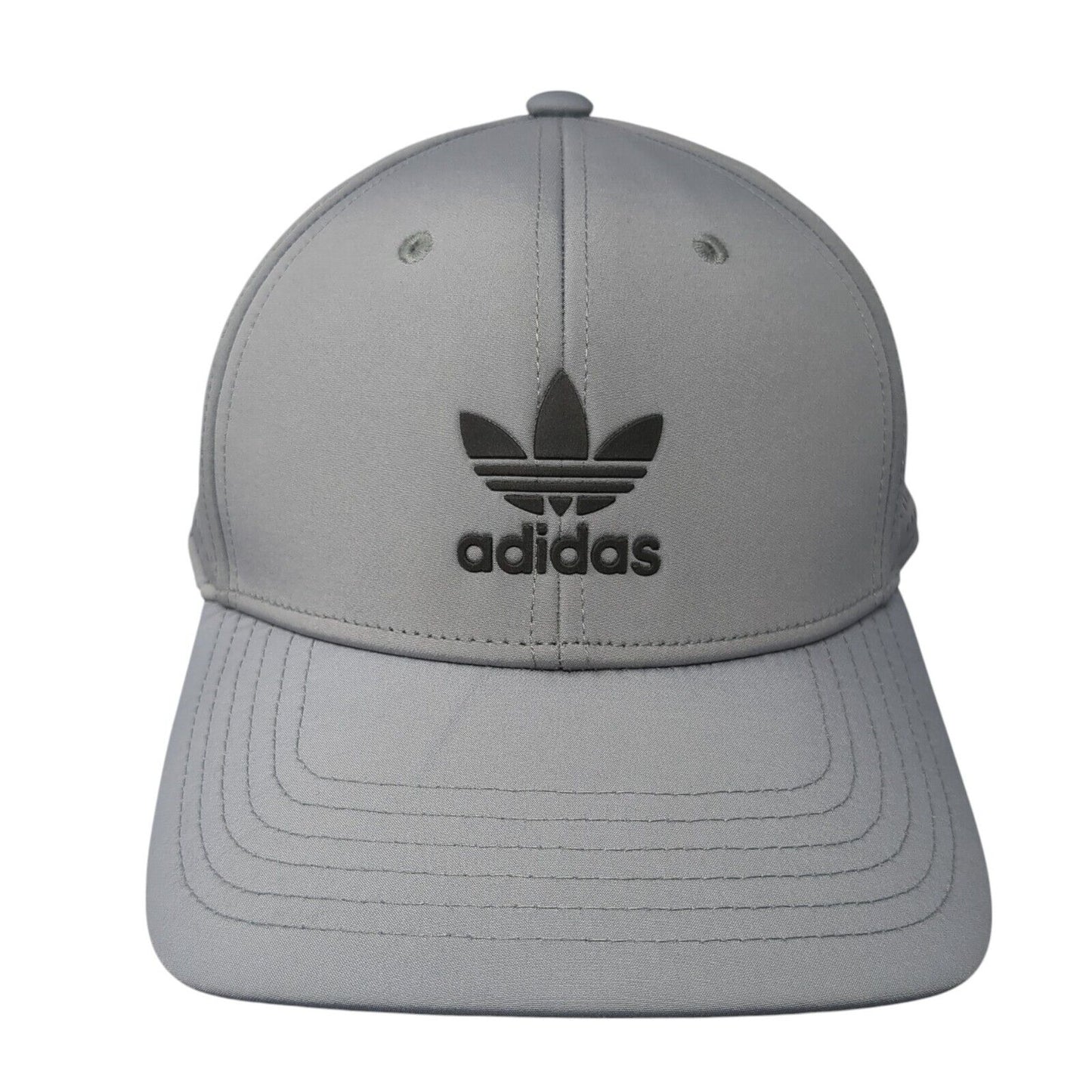 Adidas Trefoil Snapback Hat Gray One Size Solid Adjustable Perforated