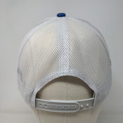 North Salem State Bank Men's Snapback Mesh Back Hat Blue White Embroidered Logo