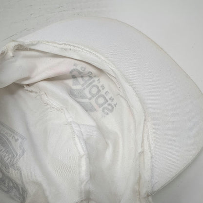 Adidas Army Cap White One Size Equipment Logo Elastic Back Flat Brim 3 Panel Hat