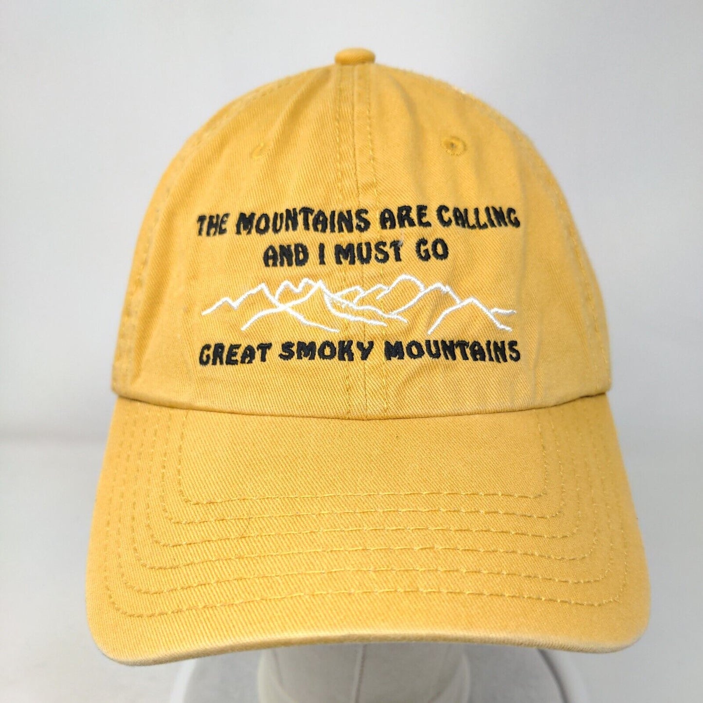 Great Smoky Mountains Strapback Hat Tanish-Yellow OSFM Embroidered Otto