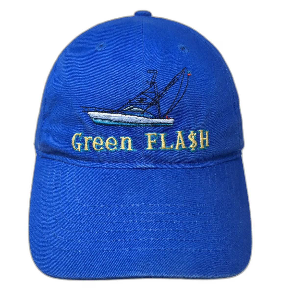 KC Caps Blue One Size Baseball Cap Hat Green Flash Sport Fishing Boat Slideback