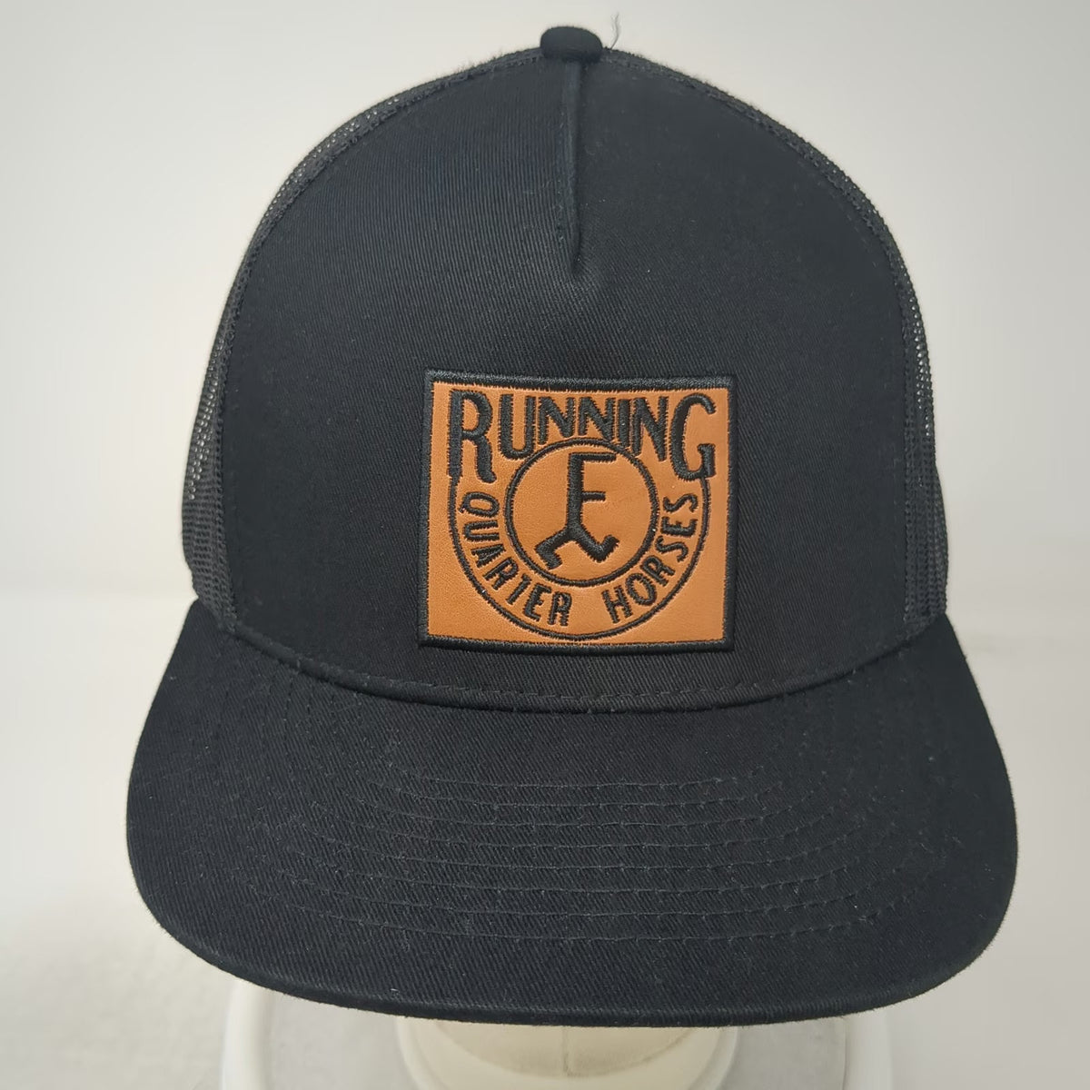 CF Custom Hats Trucker Hat Black One Size Running F Quarter Horses Mesh Patch