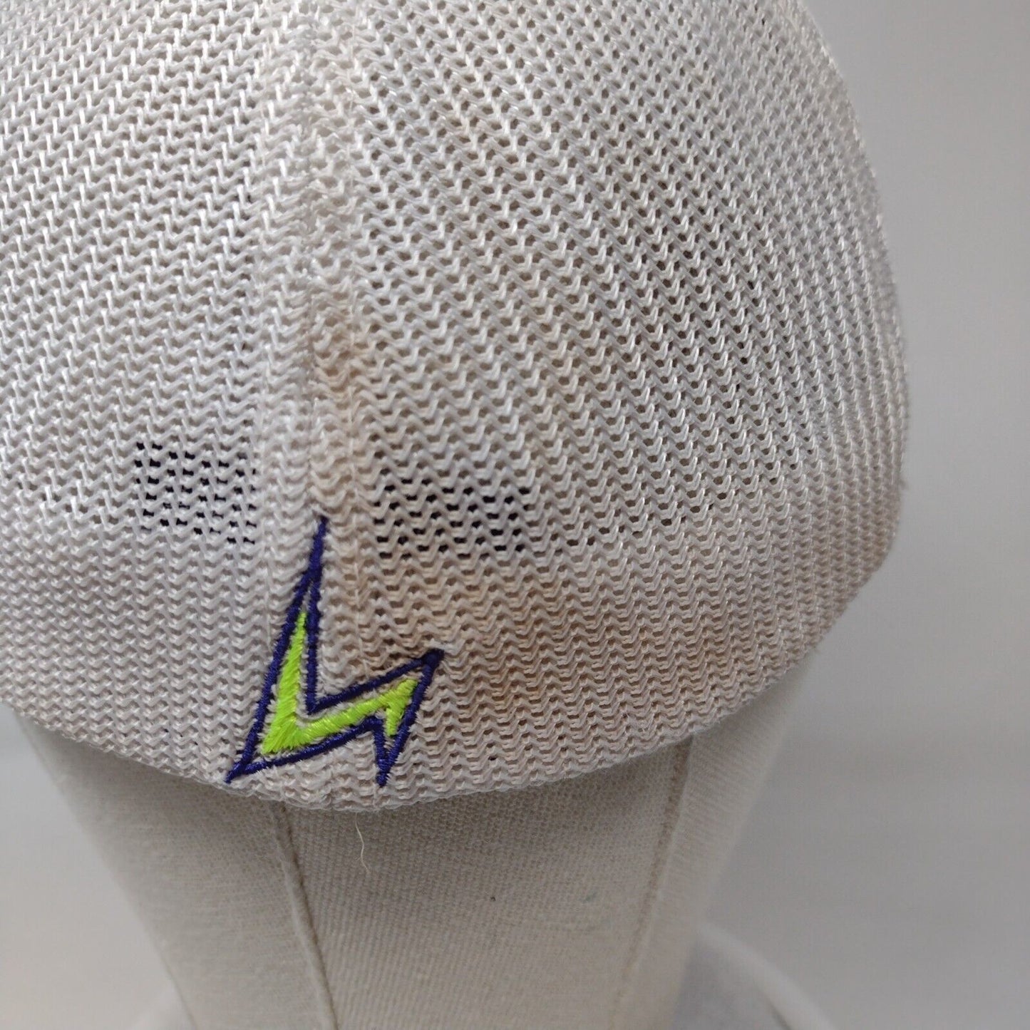 ML Fitted Mesh Back Trucker Hat Blue S/M Embroidered Pacific Headwear