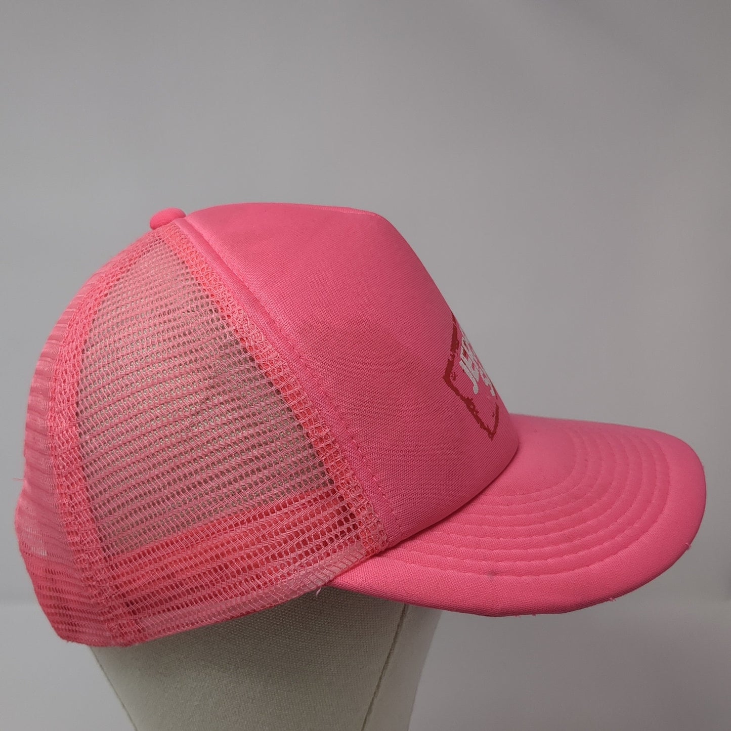 Jersey Shore Snapback Trucker Hat Pink One Size Mesh Back Adjustable