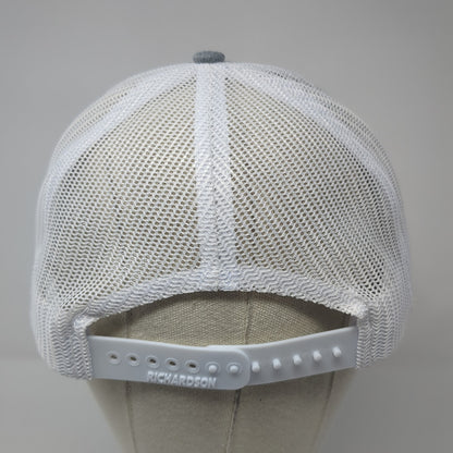 Game Inc Leather Patch Snapback Trucker Hat Gray One Size Mesh Back