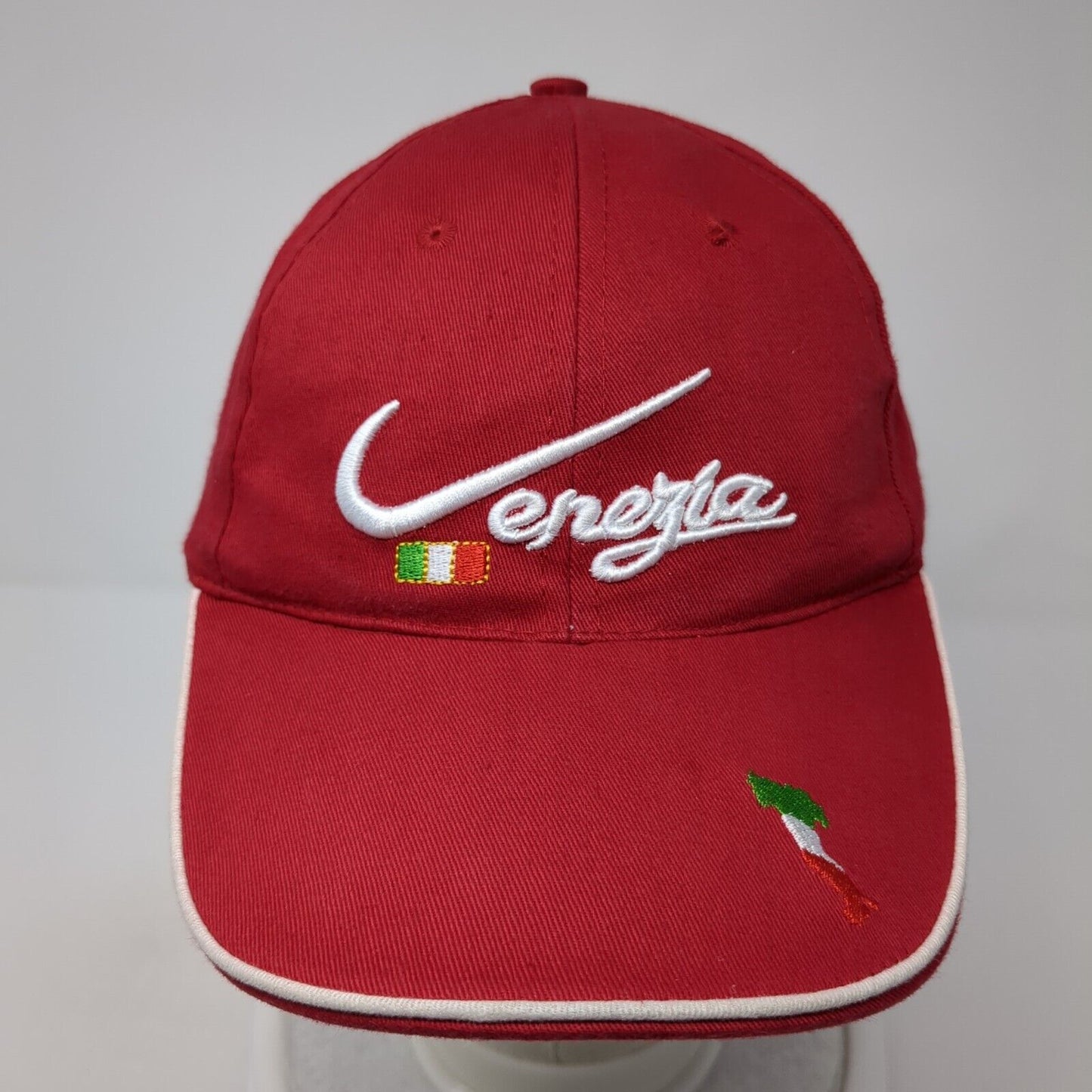 Venezia Italia Strapback Hat Red 59cm Adjustable Embroidered 6 Panel