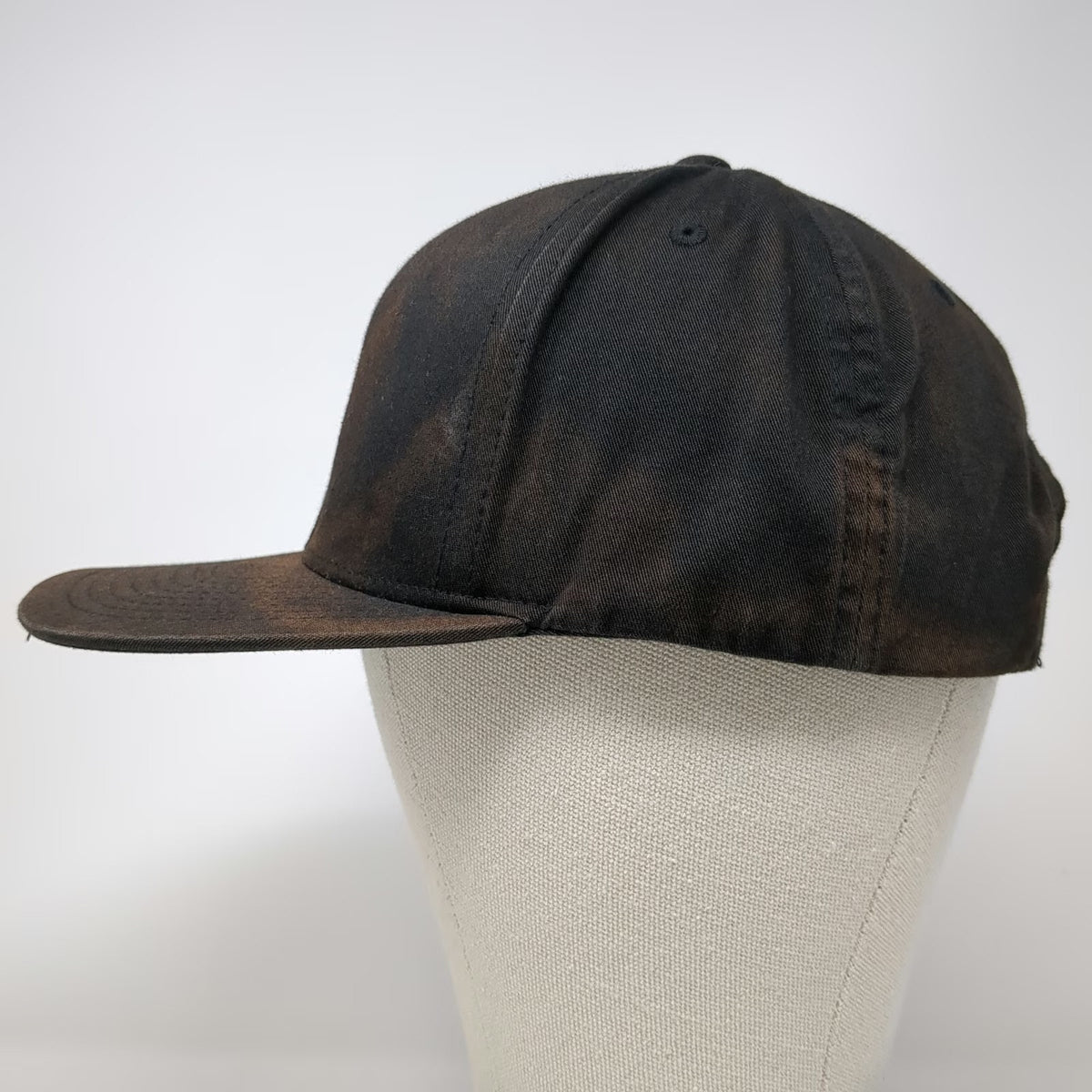 Volcom Snapback Black Brown One Size Stone Logo Bleach Wash Structured Hat Surf
