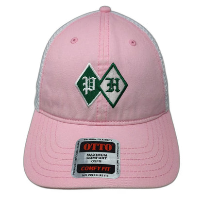 OTTO Trucker Hat Pink White One Size Mesh Snapback Parker House PH Logo Cotton