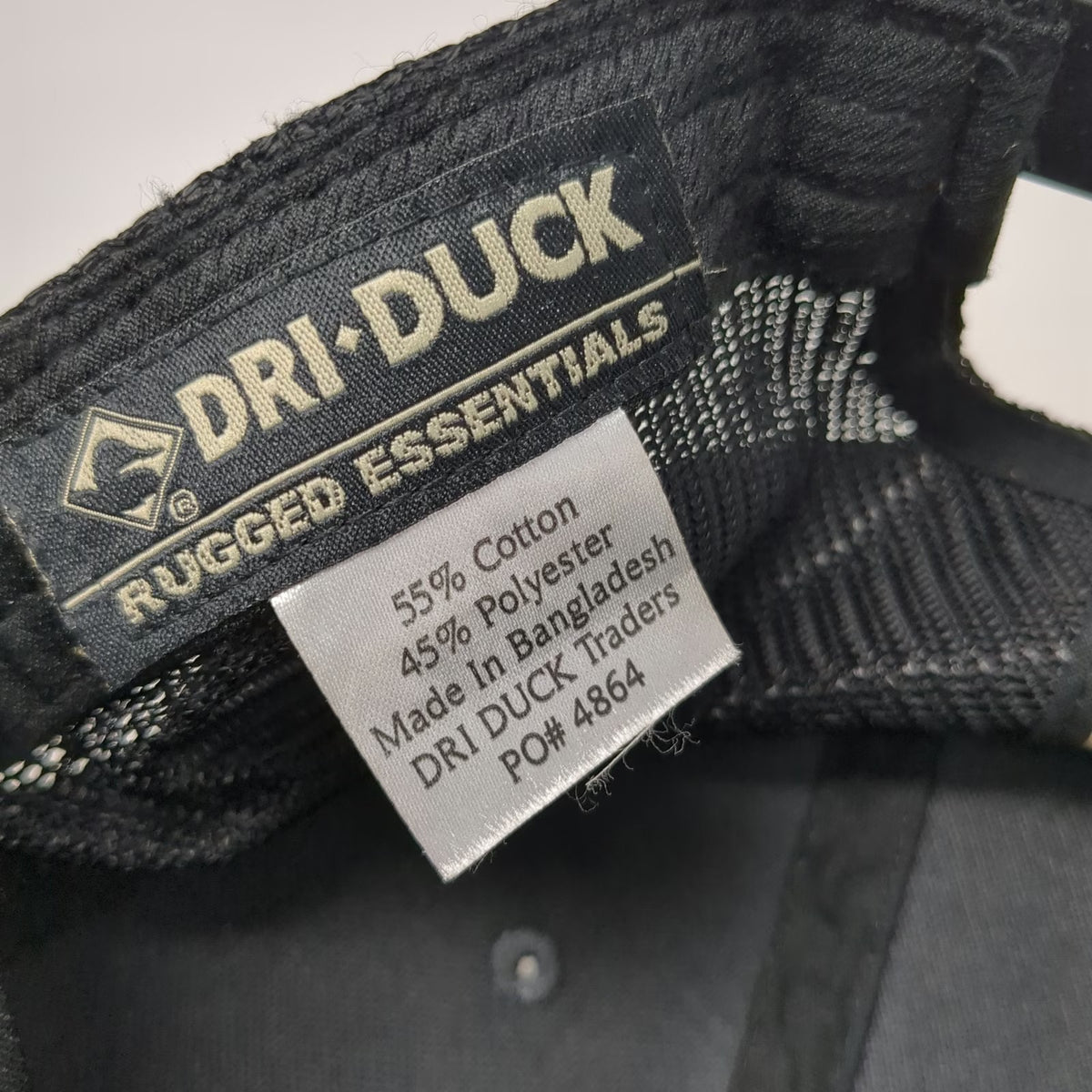 DRI DUCK Trucker Hat Black Gray One Size Mesh Back Snapback Patch Canvas Rugged