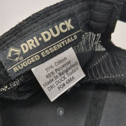 DRI DUCK Trucker Hat Black Gray One Size Mesh Back Snapback Patch Canvas Rugged
