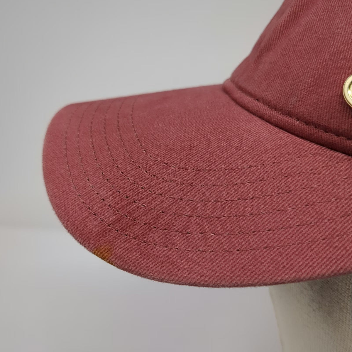 Champion Baseball Cap Red One Size Metal Logo Script Cotton Slideback Adjust Hat