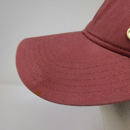 Champion Baseball Cap Red One Size Metal Logo Script Cotton Slideback Adjust Hat