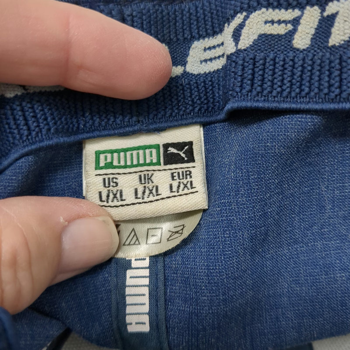 Puma Baseball Cap Blue XL Flexfit Heathered Logo Sport Performance Fitted Hat