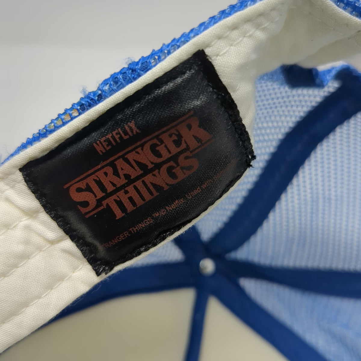 Netflix Stranger Things Bradley's Big Buy Blue Trucker Hat One Size Mesh Back