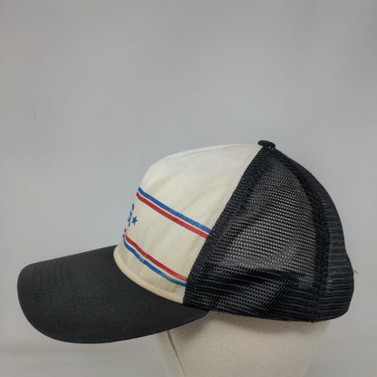 USA Snapback Trucker Hat Black One Size Adjustable Patriotic 6 Panel Mesh Back