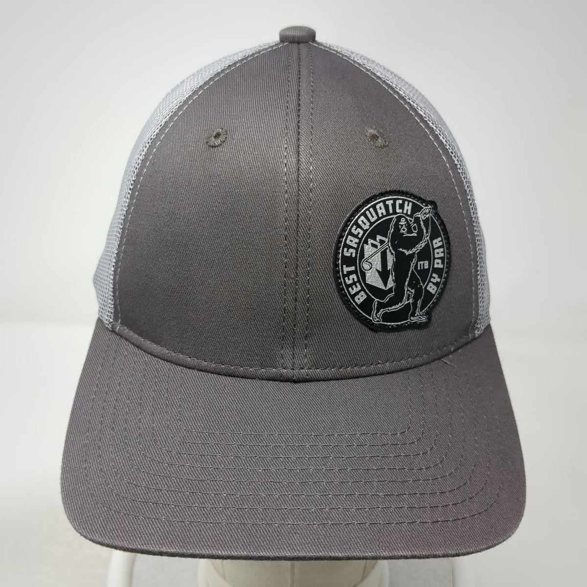 In the Bag Trucker Hat Gray One Size Sasquatch Golf Patch Mesh Back Snapback